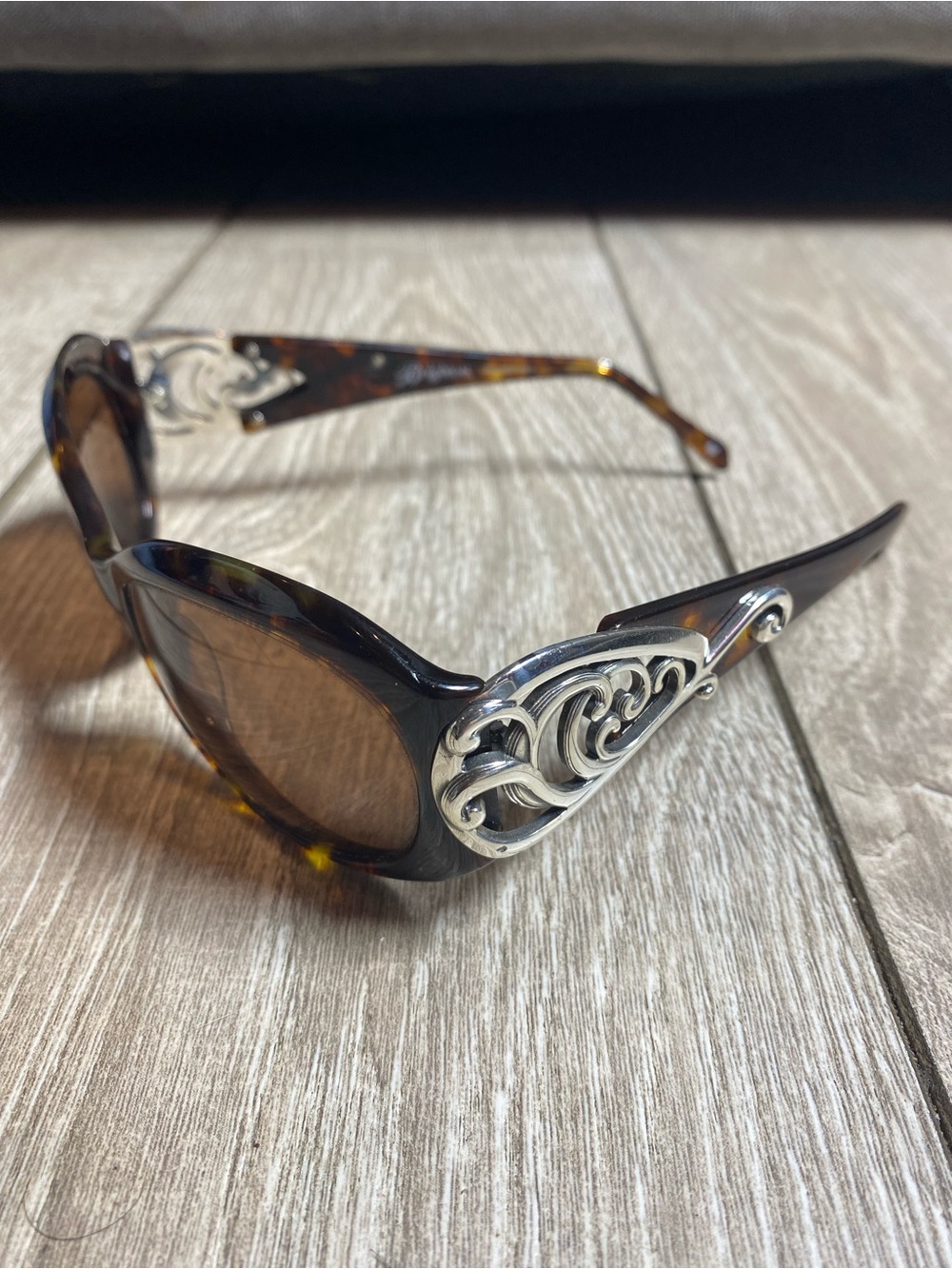 Brighton Glendora Tortoiseshell Sunglasses Silver Scroll Filigree A11187 Vintage
